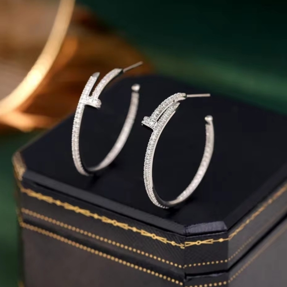 Silver Crystal Hoop Earrings